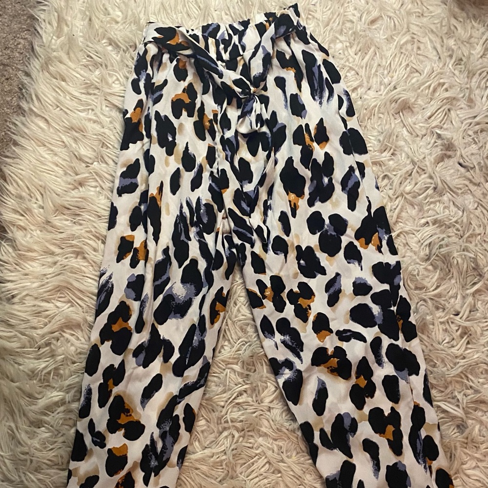 Cheetah drawstring dress pants